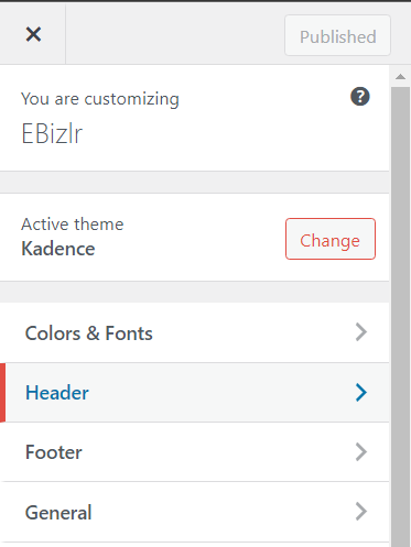 Blog footer setup - Clicking on header customizations