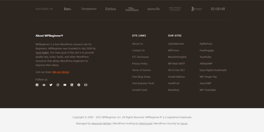 blog footer example